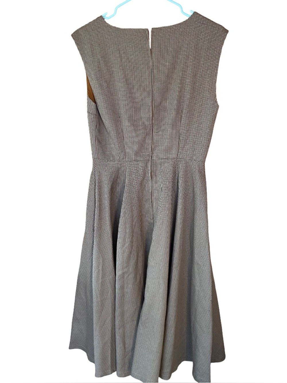 ModCloth brown houndstooth Decision Maker sleeveless retro midi dress size 8 - Picture 4 of 9